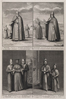 KG 12068
<br/>
Armenië: Priester, Diaken en monnik, een bruid met matrones en de bruidegom onderweg naar de kerk.
<br/>
<em>Picart, Bernard (1673-1733)</em>